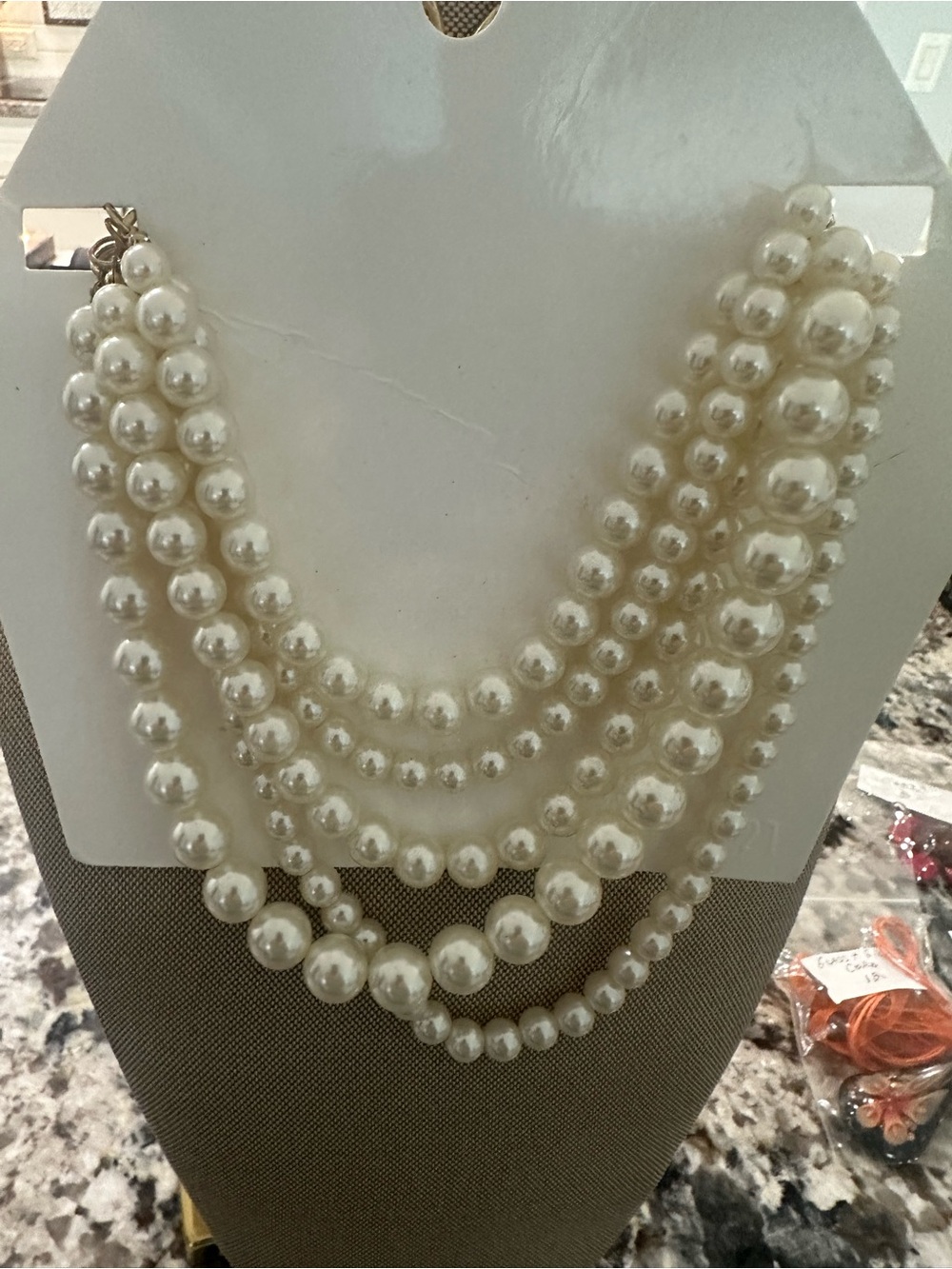 Classic Multi-Strand Ivory faux Pearl Necklace